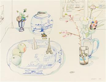 SAUL STEINBERG (1914 - 1999, AMERICAN) Window Upright Eiffel Tower Center.                                                                       